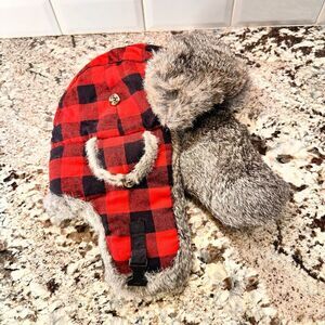 Cabella’s Fur Hat Black and Red Plaid Lumberjack‎ hat